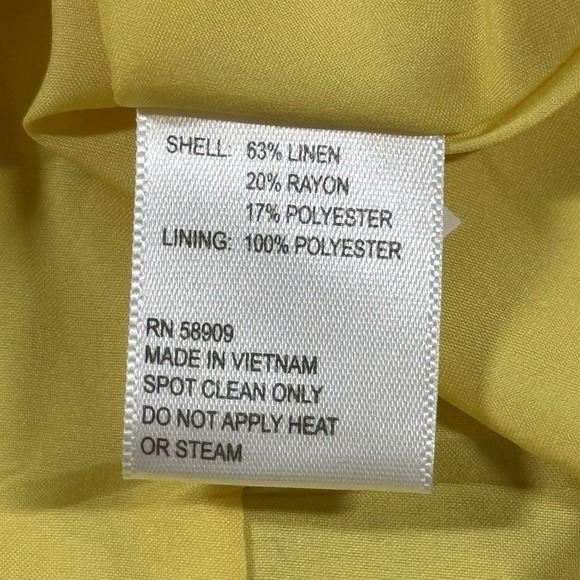 Antonio Melani Women's Size 12 Yellow Floral Appliqué Iris Linen Mini Dress - Picture 11 of 12